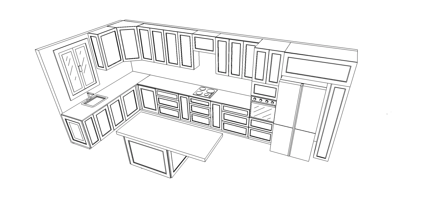 עיצוב מטבח בתלת מימד.